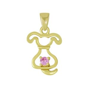 14k Gold Coated Silver Dog Pendant - Pink